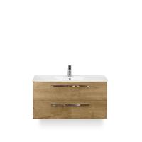Seville Badmeubelset 100 cm - Natuur Eiken - Keramische Wastafel Wit Enjoy - thumbnail