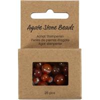 Creativ Company Kralen van agaat, d 6+8+10 mm, gatgrootte 0,9-1 mm, ca. 28 stuk, burnt orange, rood, 28 stuk/ 1 doos - thumbnail