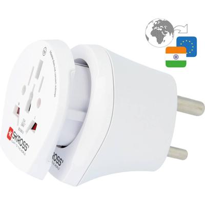 SKROSS | 1.500215-E | Combo World to India | Combo World to India Travel Adapter - Spanning en vermogen: 100V – 500W / 250V – 1250W - Bescherming tegen elektrische schokken