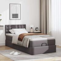 Ottoman bed met matrassen en LED's 80x200 cm kunstleer grijs - thumbnail