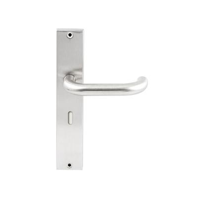 Hardbrass Deurkruk Stockholm op rechthoekig langschild sleutelgat 56mm - RVS Hardbrass Deurkruk Stockholm op rechthoekig langschild sleutelgat 56mm - RVS