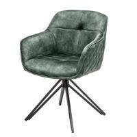Draaibare design stoel EUPHORIA donkergroen fluweel met armleuning metalen frame zwart - 40261 - thumbnail