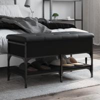 Schoenenbank 82x42x45 cm bewerkt hout zwart - thumbnail