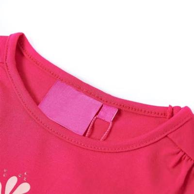 Kindershirt met lange mouwen bloemenprint 128 felroze Kindershirt met lange mouwen bloemenprint 128 felroze