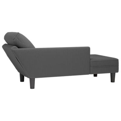 Chaise longue met kussen corduroy stof donkergrijs