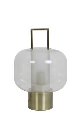 Light & Living Tafellamp 'Arturos', glas helder+brons Light & Living Tafellamp 'Arturos', glas helder+brons