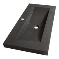 Brauer Magma Wastafel Ondiep - 80 cm - met 1 Spoelbak en 1 Kraangat - Natuursteen Basalt Antraciet - thumbnail
