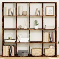Boekenkast 137,5x29x137,5 cm bewerkt hout gerookt eikenkleurig - thumbnail