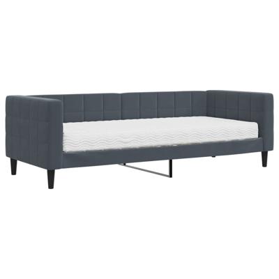 Slaapbank met matras 80x200 cm fluweel donkergrijs - thumbnail