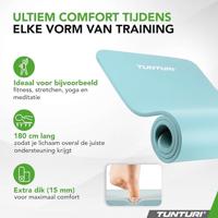 Tunturi NBR Yogamat met Draagtas | Fitness mat Extra dik & zacht | Anti slip | 180x60x1.5cm | Incl Trainingsapp | Lichtblauw - thumbnail