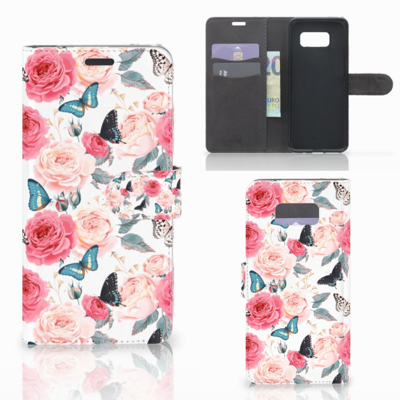 Samsung Galaxy S8 Plus Hoesje Butterfly Roses Samsung Galaxy S8 Plus Hoesje Butterfly Roses