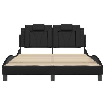 Bedframe met hoofdeind kunstleer zwart 140x190 cm