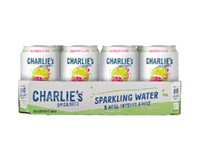 Charlie's organics sparkling water raspberry & lime bio (12x 33cl)