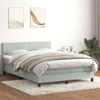 Boxspring met matras fluweel lichtgrijs 140x210 cm - thumbnail