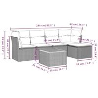6-delige Loungeset met kussens poly rattan beige - thumbnail