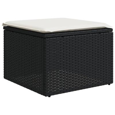 9-delige Loungeset met kussens poly rattan zwart