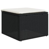 10-delige Loungeset met kussens poly rattan zwart - thumbnail