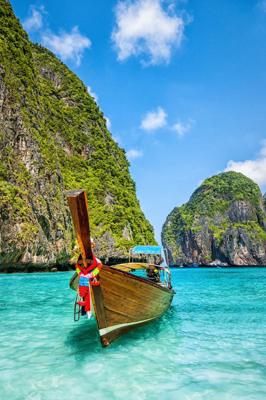 Poster- Boot in Maya Bay, Thailand, Premium print
