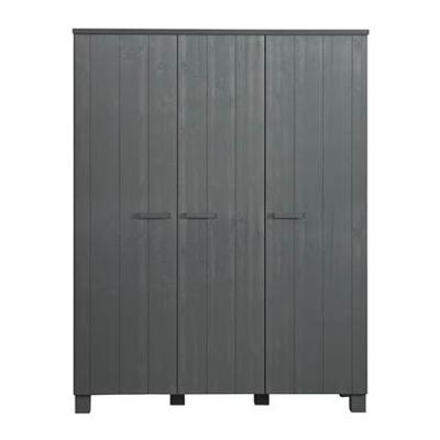 WOOOD Kledingkast 'Dennis' 3-deurs, kleur Staalgrijs
