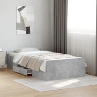 Bedframe met lades bewerkt hout betongrijs 75x190 cm - thumbnail