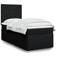 Boxspring met matras stof zwart 90x190 cm - thumbnail