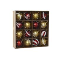 Kerstballen Home ESPRIT Rood Gouden PVC 25 x 6 x 25 cm (16 Onderdelen) - thumbnail