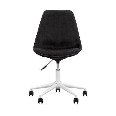 Bureaustoel Senja - velvet - zwart - wit metaal