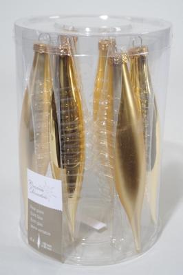 6 kerstpegels licht goud glans-mat - Ksd