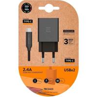 TECH ONE TECH Dubbele lader + USB-C-kabel Tech One Tech, zwart - thumbnail
