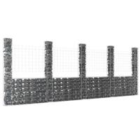 Schanskorf U-vormig met 5 palen 500x20x200 cm ijzer - thumbnail