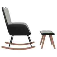 Schommelstoel met voetenbank fluweel en PVC lichtgrijs - thumbnail