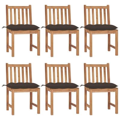 Tuinstoelen 6 st met kussens massief teakhout