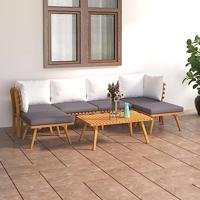 7-delige Loungeset met kussens massief acaciahout - thumbnail
