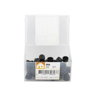 Afdekkap moer M6 zwart kunststof kuip 50 st.