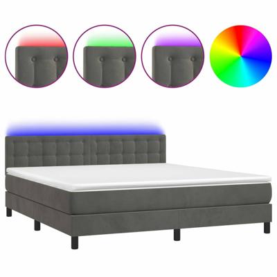 Boxspring met matras en LED fluweel donkergrijs 180x200 cm