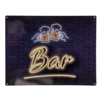 Metalen wandbord - Bar & bier - 40x30cm - thumbnail