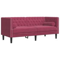 2-delige Loungeset Chesterfield met bolsters fluweel wijnrood - thumbnail