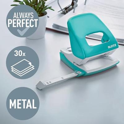 Perforator Leitz WOW 5008 NeXXt metaal 30 vel ijsblauw