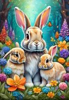 Spring Bunnies Puzzel 1000 stukjes - thumbnail