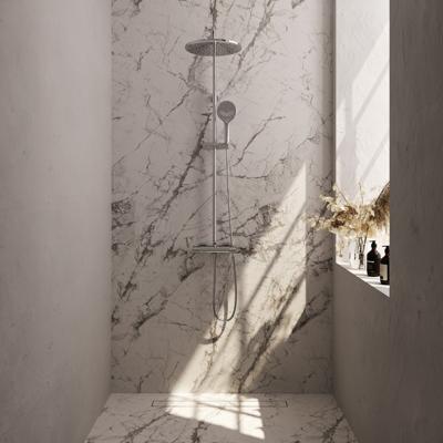 Regendoucheset Opbouw Brauer Chrome Carving 30 cm Thermostatisch met Handdouche 3-Standen Geborsteld Chroom Brauer