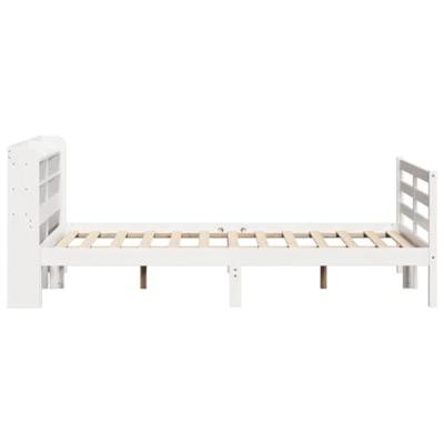 Bedframe met hoofdbord massief grenenhout wit 120x190 cm - thumbnail