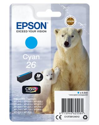 Epson Inktcartridge 26 Origineel Cyaan C 13 T 26124012