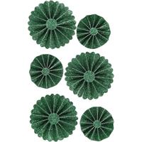 Vivi Gade Rosettes, d 35+50 mm, groen glitter, 6 stuk/ 1 doos - thumbnail