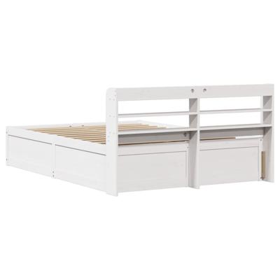 Bedframe met hoofdbord massief grenenhout wit 120x190 cm