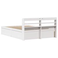 Bedframe met hoofdbord massief grenenhout wit 120x190 cm - thumbnail