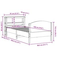 Bedframe zonder matras massief grenenhout wasbruin 75x190 cm - thumbnail