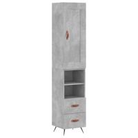 Hoge kast 34,5x34x180 cm bewerkt hout betongrijs - thumbnail