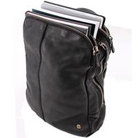 Juscha JU-48203 Rugzak Roberto Romano CAPRI Zwart, Echt Leer 24x38x8cm - thumbnail