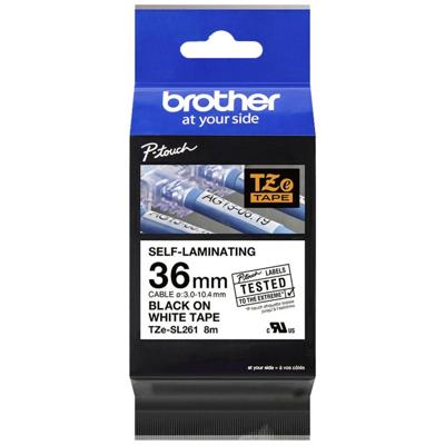 Brother TZESL261 Labeltape zelflaminerend Tapekleur: Wit Tekstkleur: Zwart 36 mm 8 m