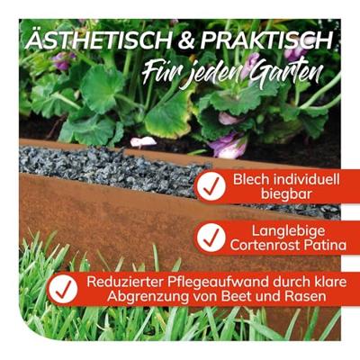 Graskant Cortenstaal 118 x 20 cm Graskant Cortenstaal 118 x 20 cm